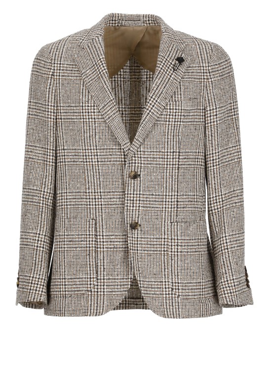 Shop Lardini Brown Linen Jacket