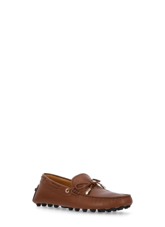 Shop Tod's Brown Smooth Leather Loafers In Red