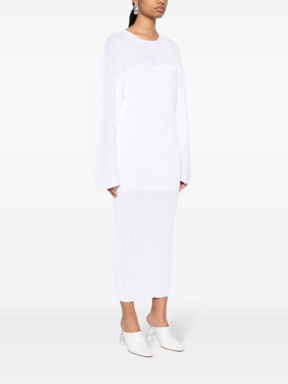 Shop Stella Mccartney White Plissé Midi Dress