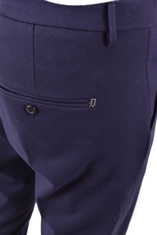 Dondup Blue Viscose Blend Trousers In Blue