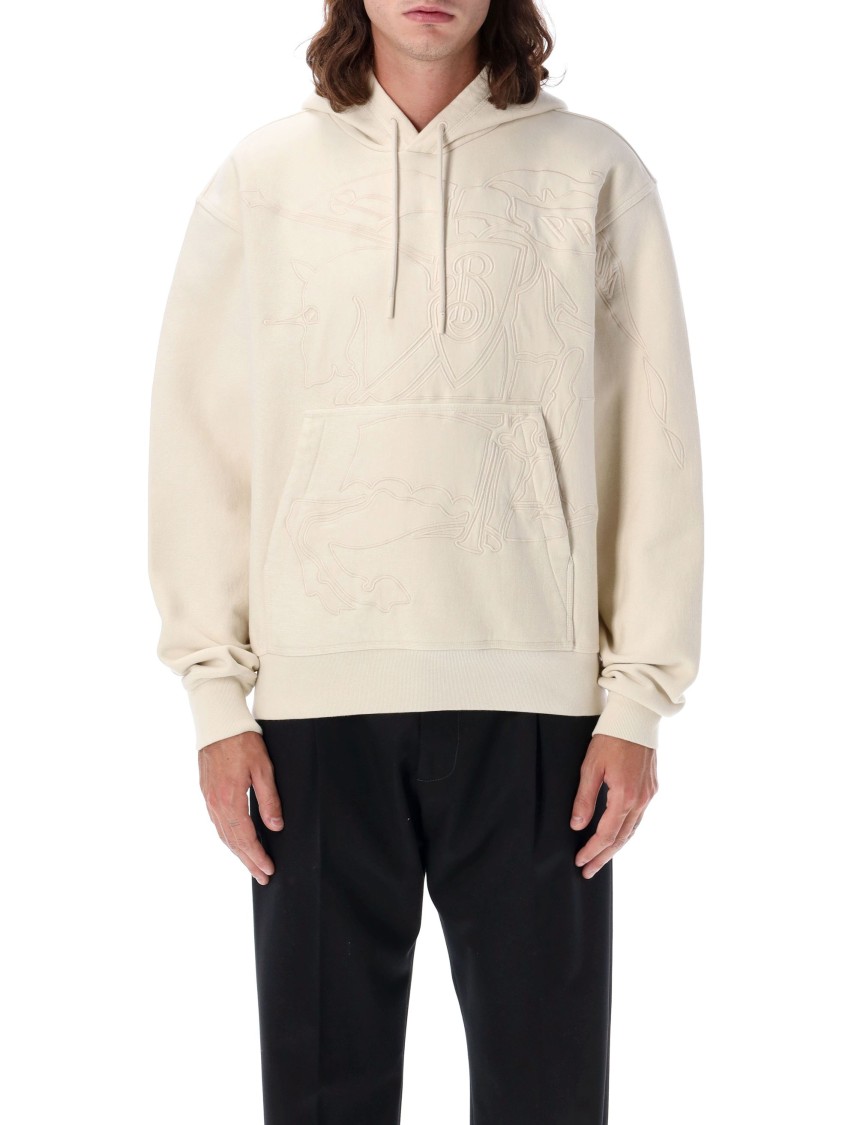 Shop Burberry Embroidered Logo Hoodie In Neutrals