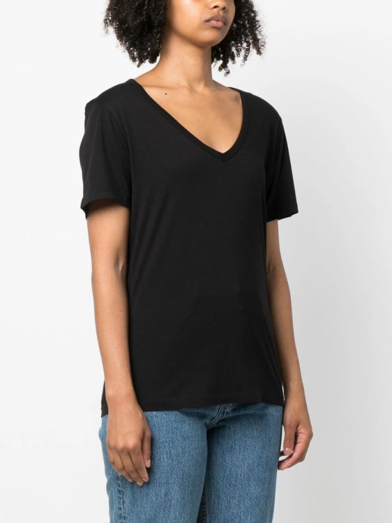 Shop Agolde V-neck Cotton-blend T-shirt In Black