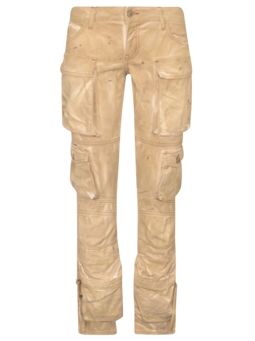 Attico Slim Fit Cotton Trousers In Neutrals