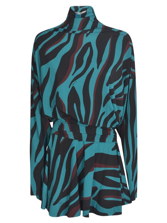 Pinko Zebra-print Belted Minidress In Black