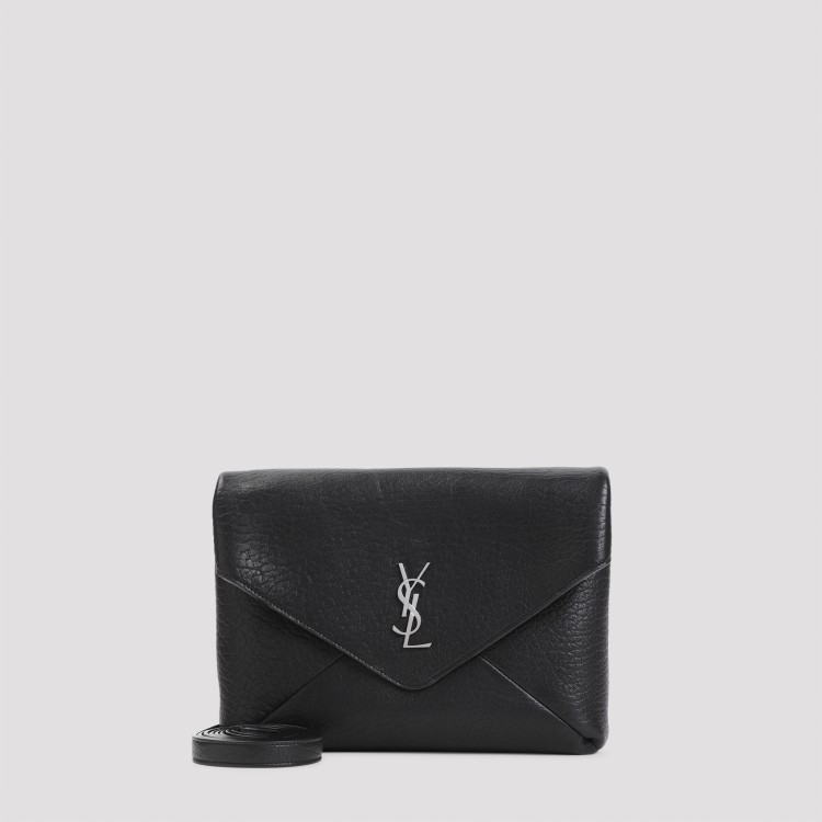Saint Laurent Ysl Large Pouch On Strap In Black