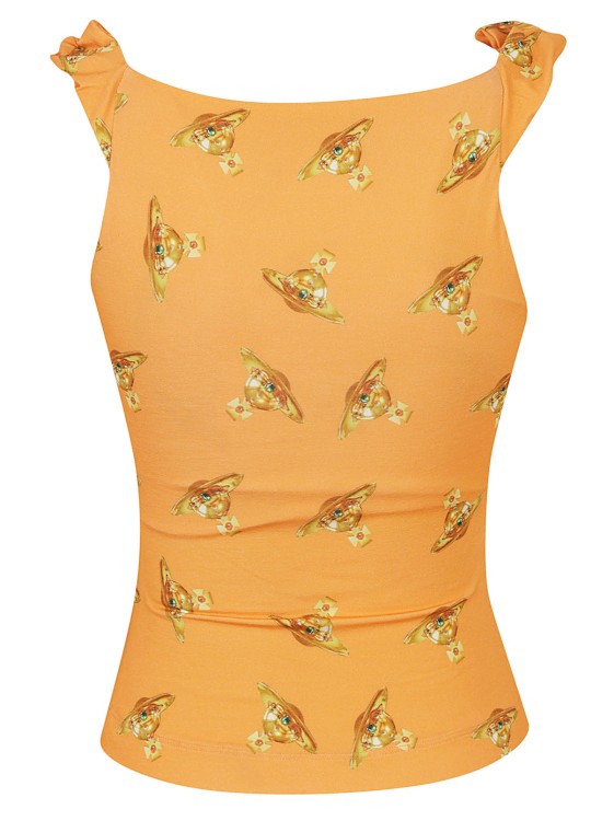 Shop Vivienne Westwood Logo-print Draped Top In Orange