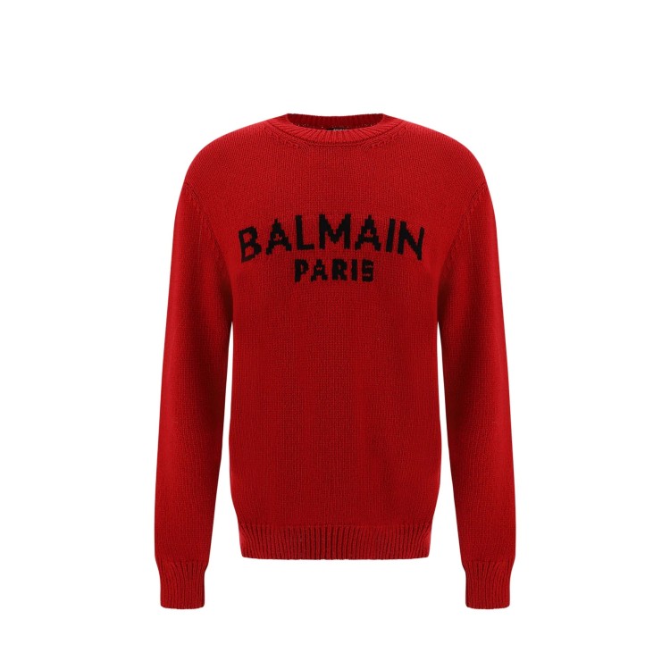 Balmain Logo Wool Sweater In Red