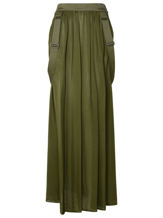 Shop Max Mara Jedy' Khaki Green Silk Skirt In Black