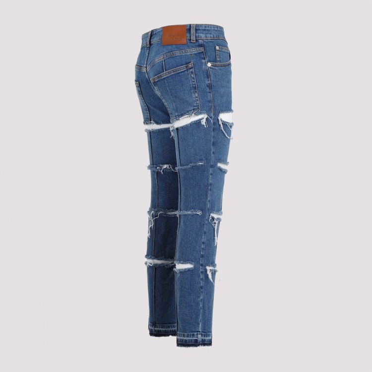 Alexander Mcqueen Low-rise Distressed Jeans In Blue