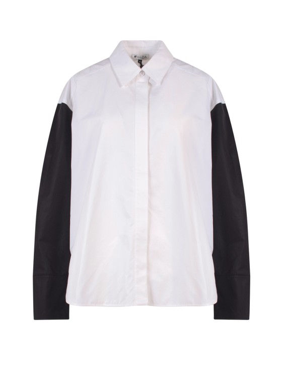Krizia Cotton Shirt With Contrasting Sleeves In White