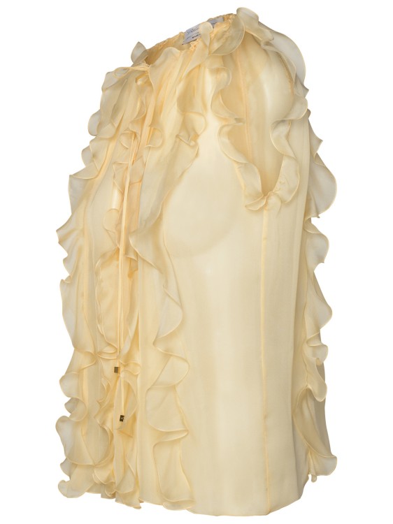 Shop Blumarine Cream Silk Tank Top In Neutrals