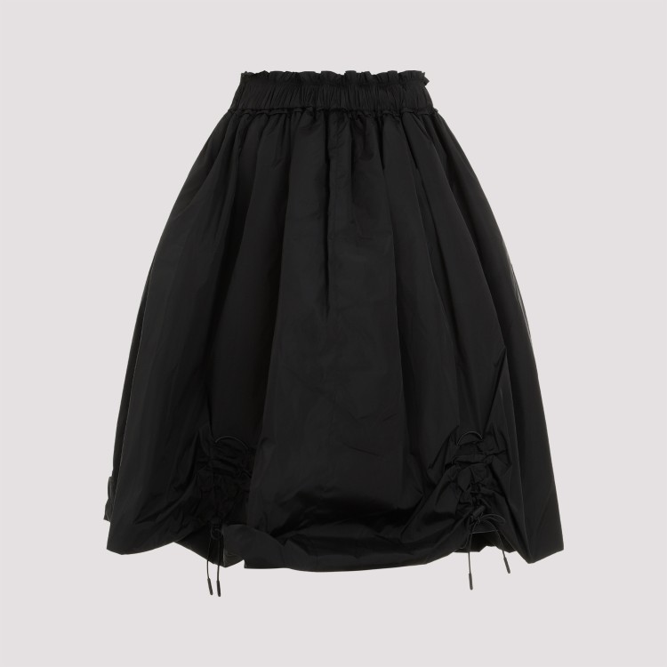 Shop Simone Rocha Elasticated Ruching Black Polyamide Midi Skirt
