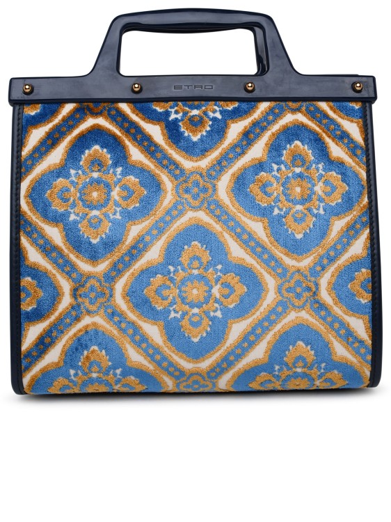 Shop Etro Small Love Trotter Bag In Multicolor Jacquard Velvet In Blue