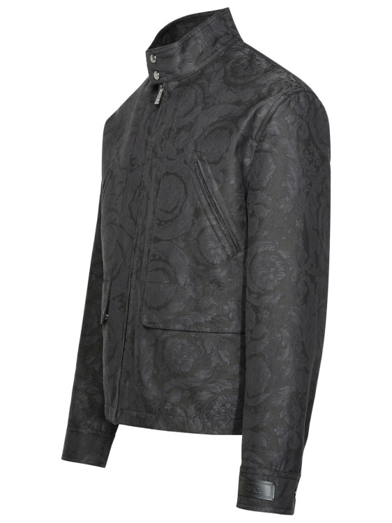 Shop Versace 'barocco' Anthracite Cotton Jacket In Grey