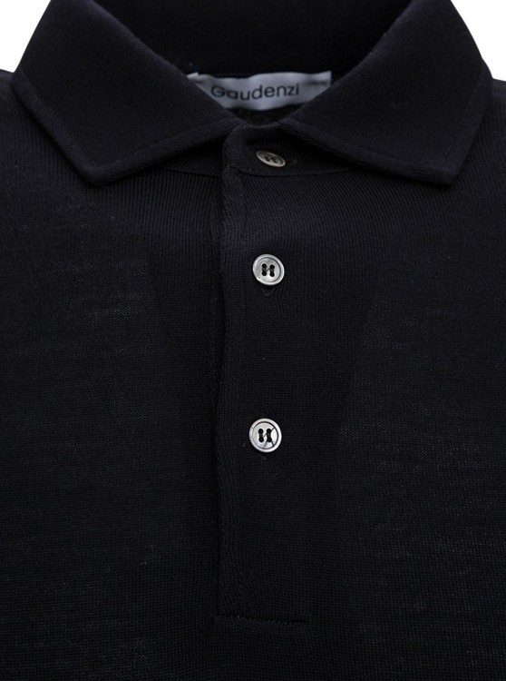 Shop Gaudenzi Long-sleeved Polo In Blue Wool In Black