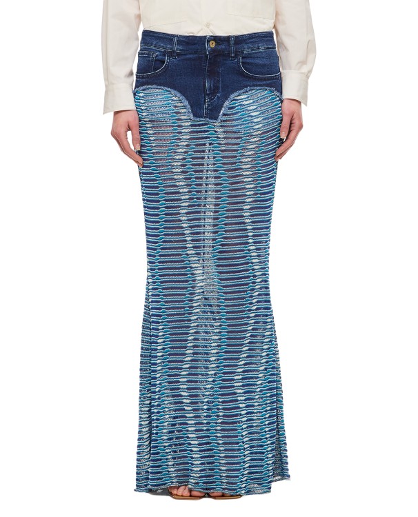 Vitelli Siren Denim Jaquard Maxi Skirt In Blue