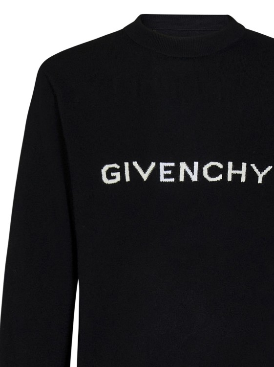 Shop Givenchy Black Wool Knit Crewneck Sweater