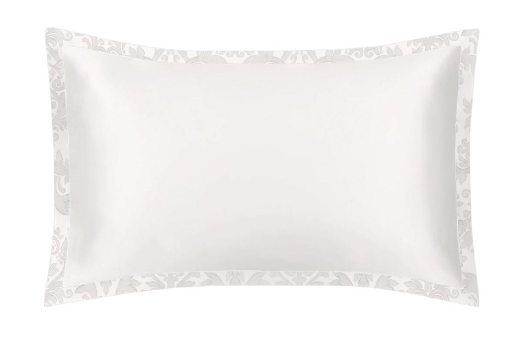 Mayfairsilk Ivory & Damask Oxford Pure Silk Pillowcase In White