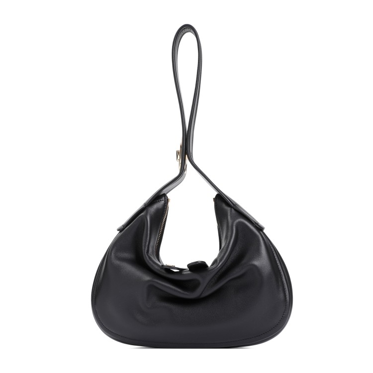 Shop Valentino Black Leather Go-hobo Small Leather Bag