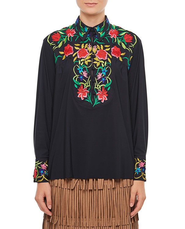 Irie Embroidered Long Sleeves Blouse In Black