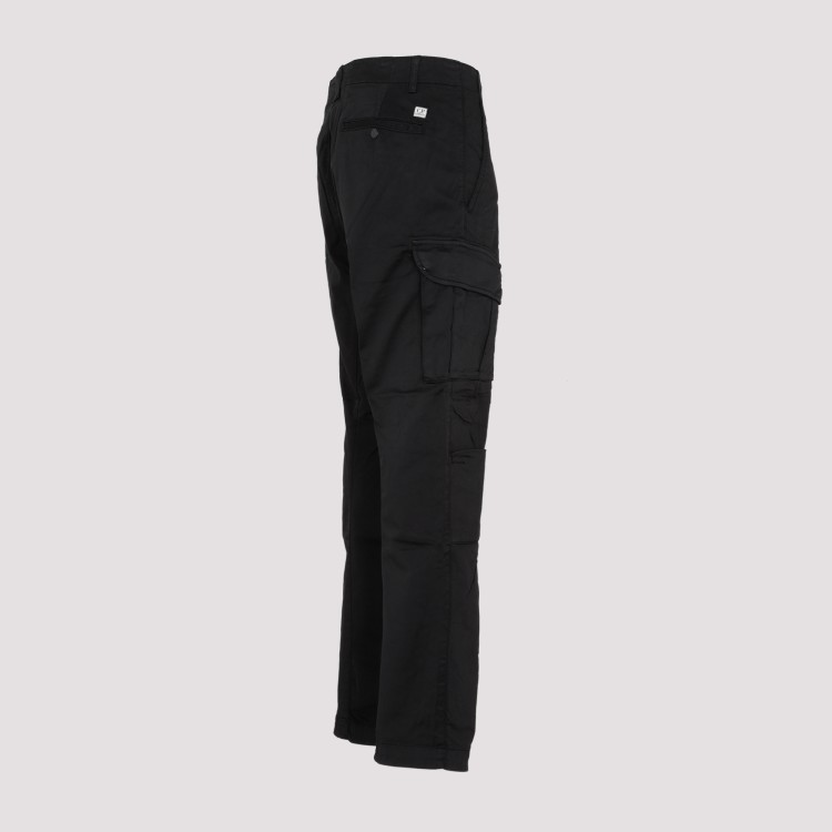 Shop C.p. Company Black Stretch Sateen Lens Cargo Pants