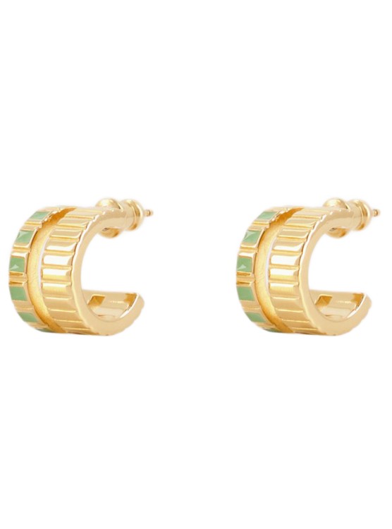 Ivi Mini Slot Earring  - Green - Or In Gold
