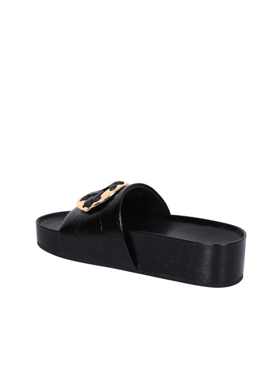 Shop Tory Burch Black Platform Leather Sandals In Neutrals