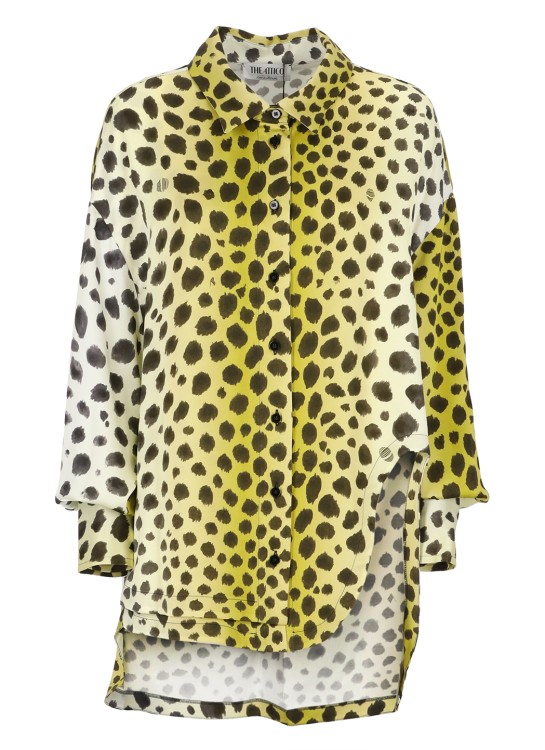 Attico Eliza Leopard-print Button Down Shirt In Yellow
