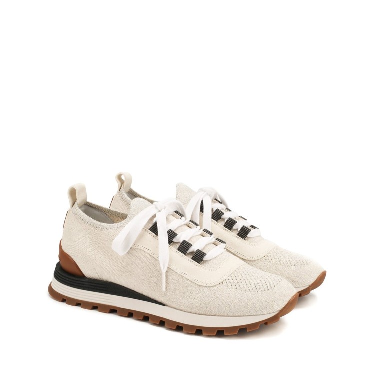 Shop Brunello Cucinelli Lace-up Sneakers In Neutrals
