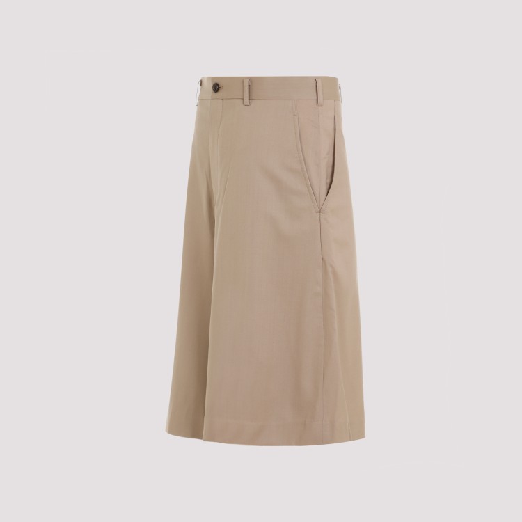 Shop Comme Des Garçons Beige Wool Shorts In Brown