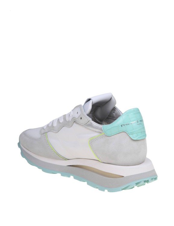 Shop Philipp Plein Tropez Sneakers In Suede And Nylon Color White And Turquoise