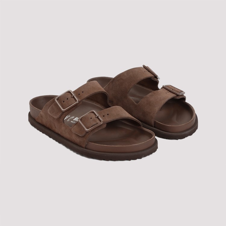 Shop Birkenstock Arizona Brown Suede Leather Sandals