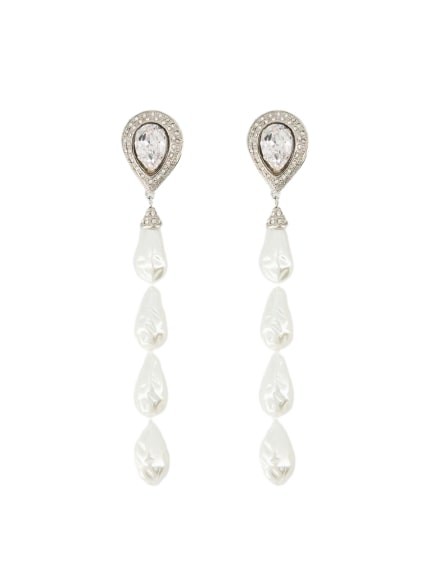 Shop Alessandra Rich Pearl Cascade Earring  - Silver - Brass