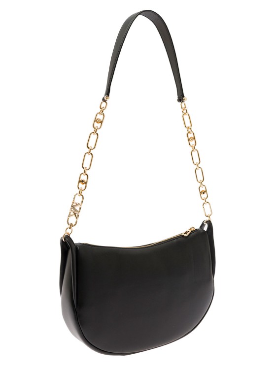 Michael Michael Kors Kendall' Black Shoulder Bag With Metallic Logo In Leather In Black