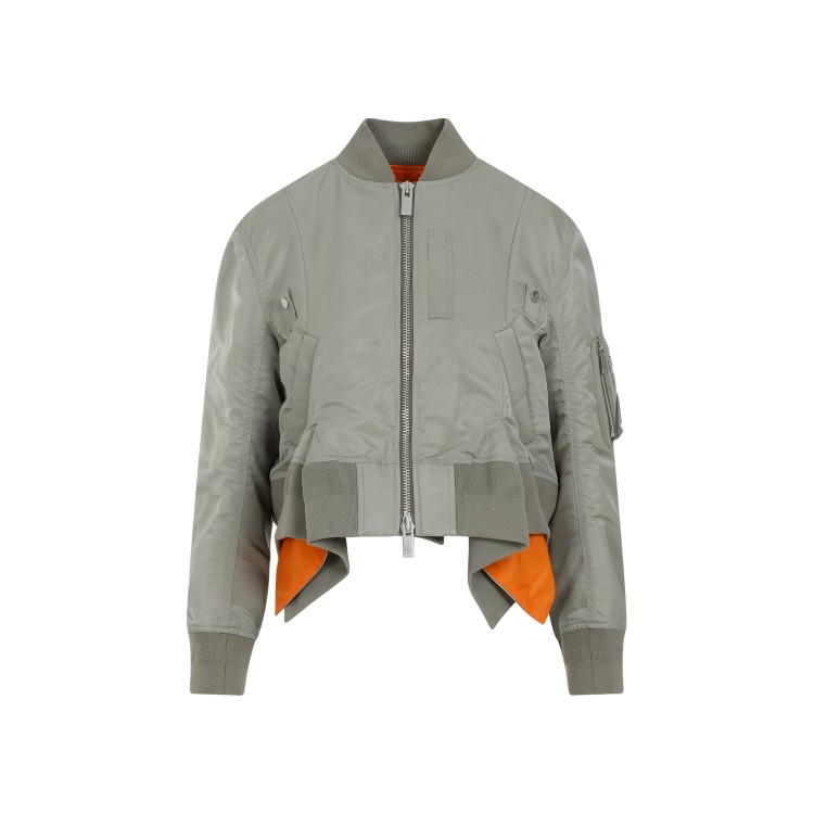 Shop Sacai Khaki Nylon Bomber Jacket In Grey