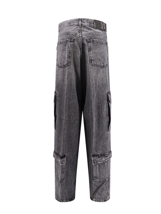 Shop Haikure Cotton Cargo Trouser With Back Logo Patch In Grey