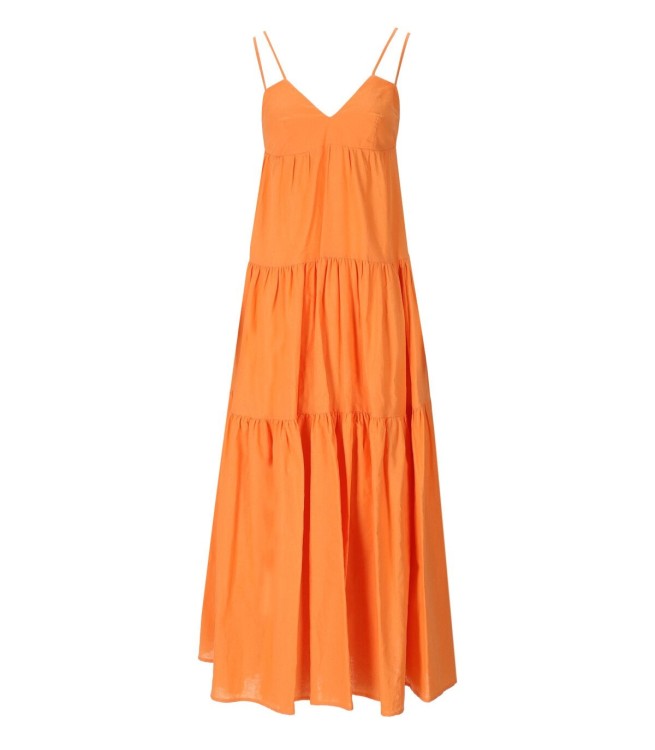 Shop Weili Zheng Orange Long Linen Dress