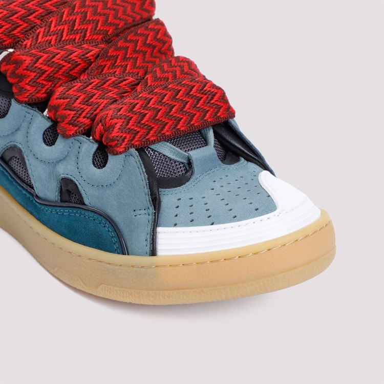 Lanvin Curb Sneakers In Suede And Fabric Color Blue And Red In Blue