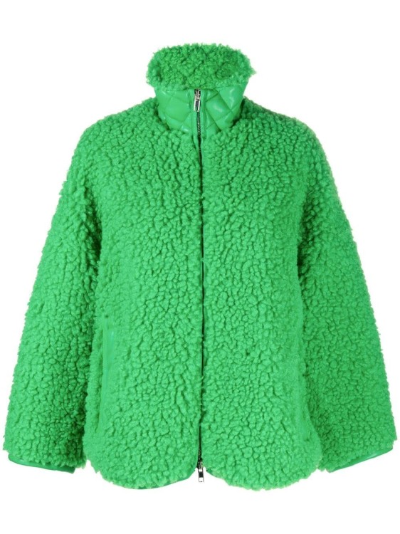 STAND STUDIO APPLE GREEN FAUX-SHEARLING JACKET,a4ffefc3-d148-a129-0a90-12427455a532