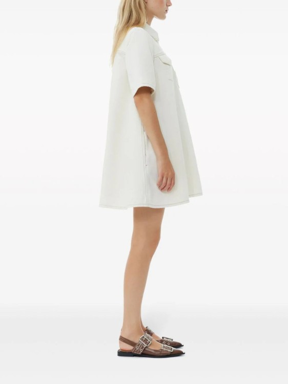 Shop Ganni Organic Cotton Denim Minidress In White