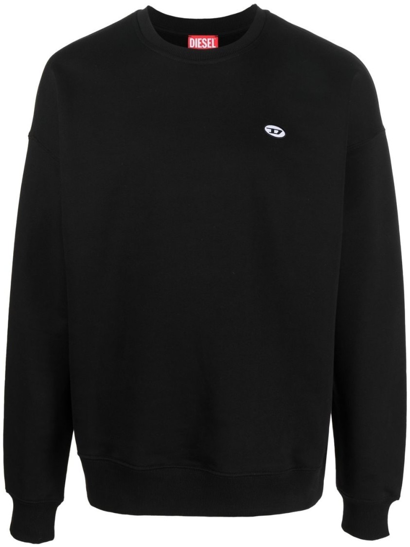 DIESEL DIESEL CLASSIC COTTON SWEATSHIRT WITH RIBBED DETAILING AND RELAXED FIT 