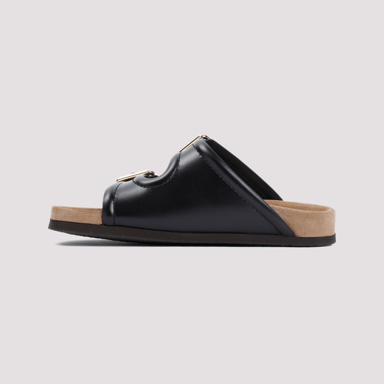 Shop Valentino Fussfriend Slide Black Calf Leather Sandals