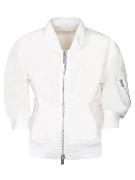 Shop Sacai Bomber-style Puff Sleeves Jacket In White