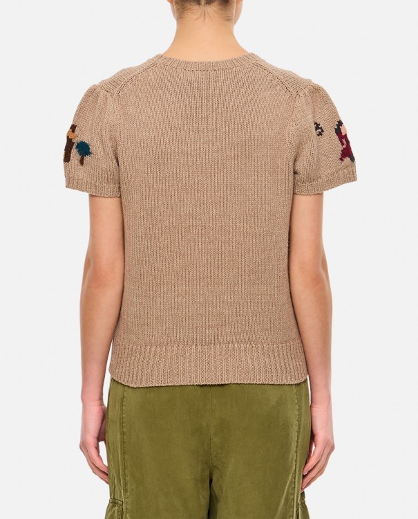 Shop Polo Ralph Lauren Wool And Cotton Jacquadr Short Sleeve Pullover In Brown