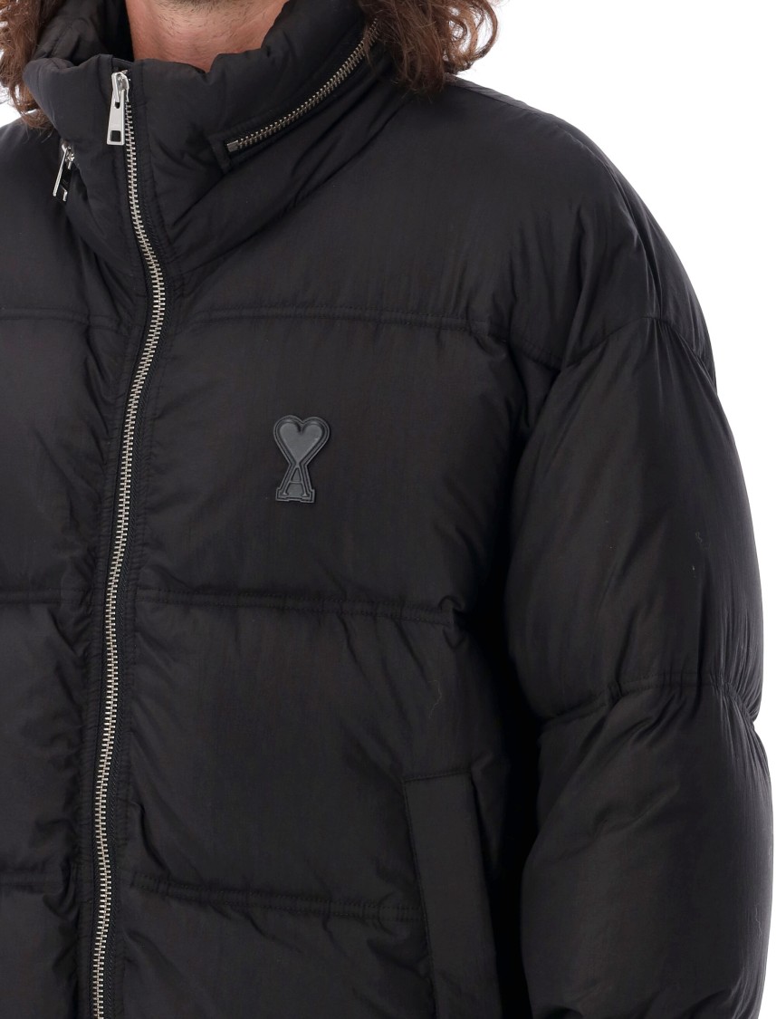 Shop Ami Alexandre Mattiussi Ami Logo Puffer Jacket In Black