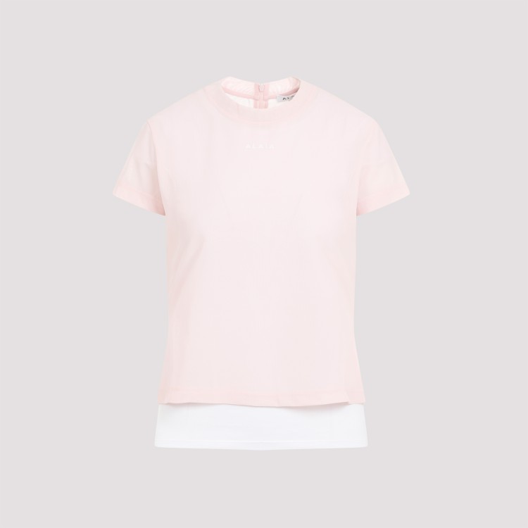 Shop Alaïa Pink And White Layered T-shirt