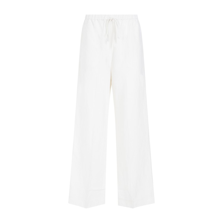 Shop Totême Fluid Drawstring Off White Lyocell Trousers