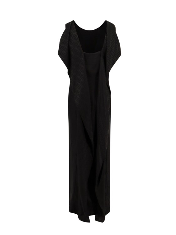 Shop Fendi Silk Dress With All-over Ff Motif In Black