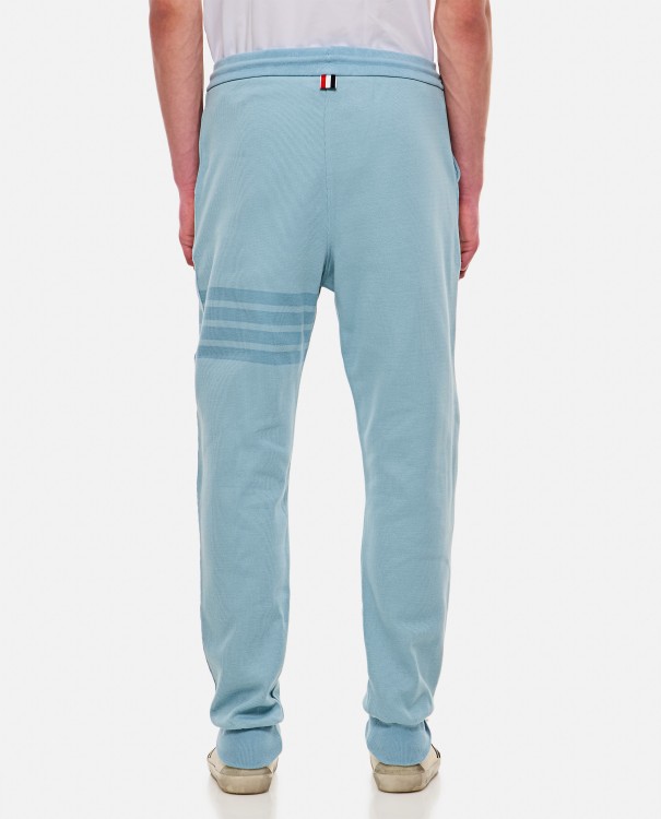 Shop Thom Browne Classic 4 Bar Stripe Cotton Sweatpants In Blue