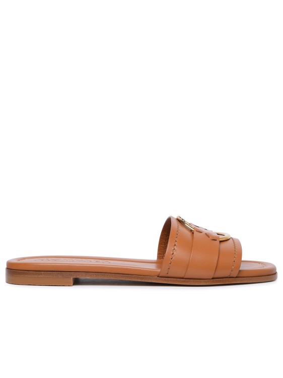Shop Moncler Bell' Slippers In Caramel Leather In Brown